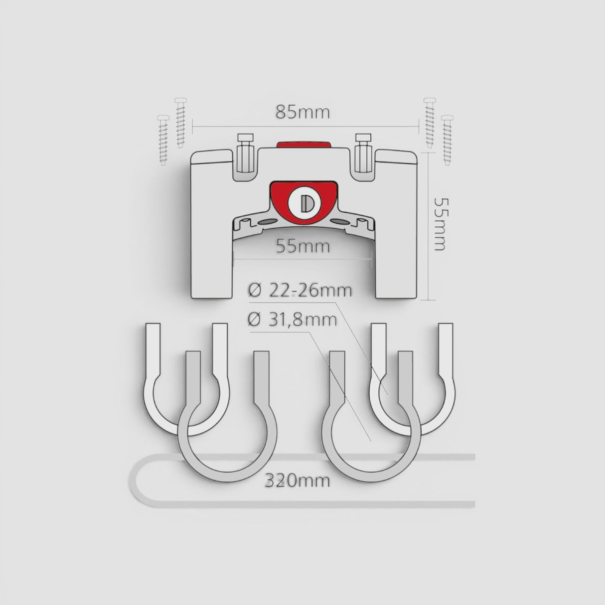 Lenkeradapter mit Schloss Ø 22-31.8mm - KLICKFIX